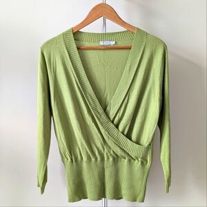 NWOT Green Silk Wrap Sweater